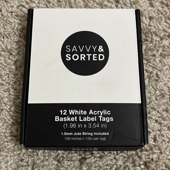 🔵5/$25🔵 NIB Savvy & Sorted White Acrylic Basket Label Tags - Picture 3 of 7